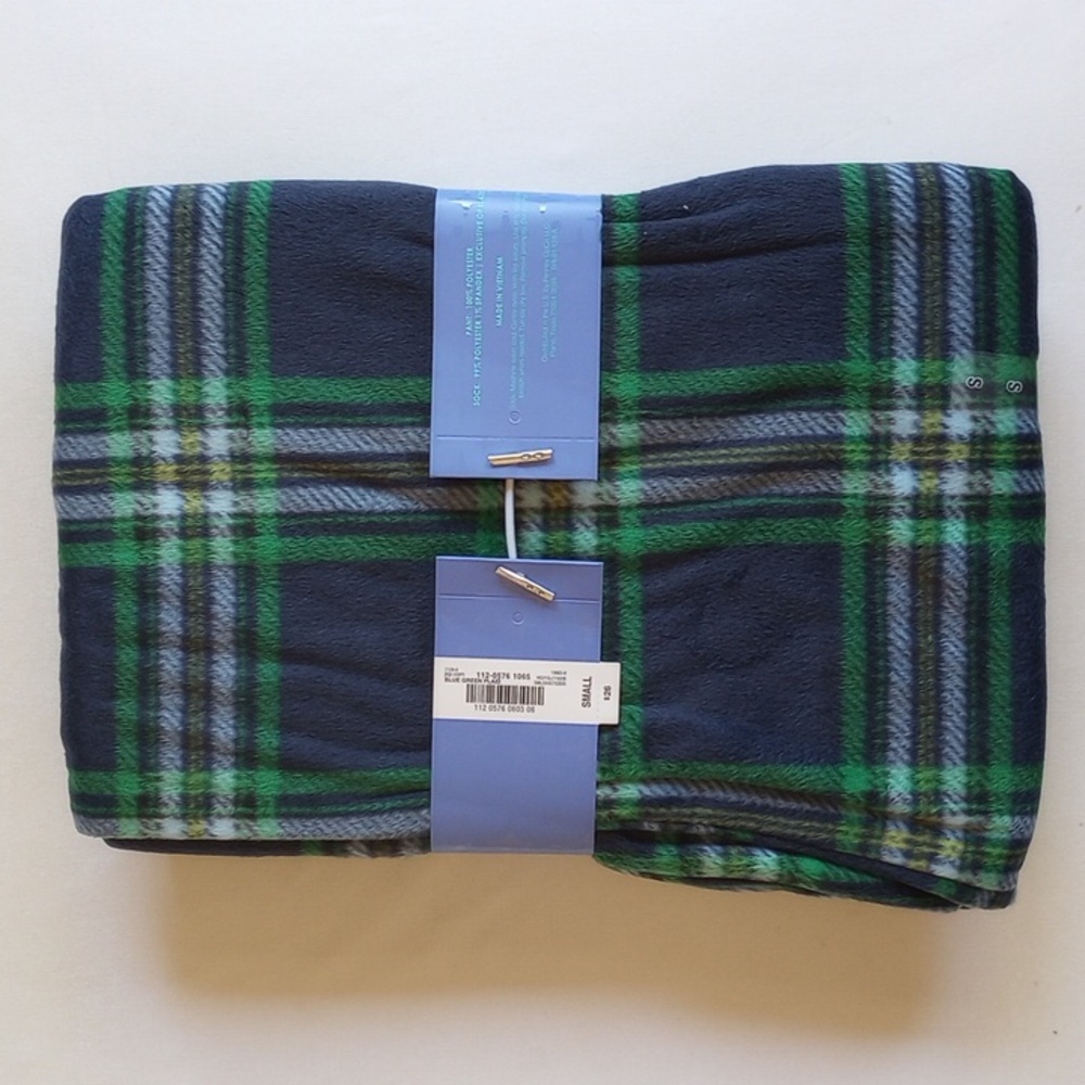 NWT 2PC Sleep Chic Plaid Pajama Pants Socks S Bottoms Blue Green JC Penney - Picture 5 of 10